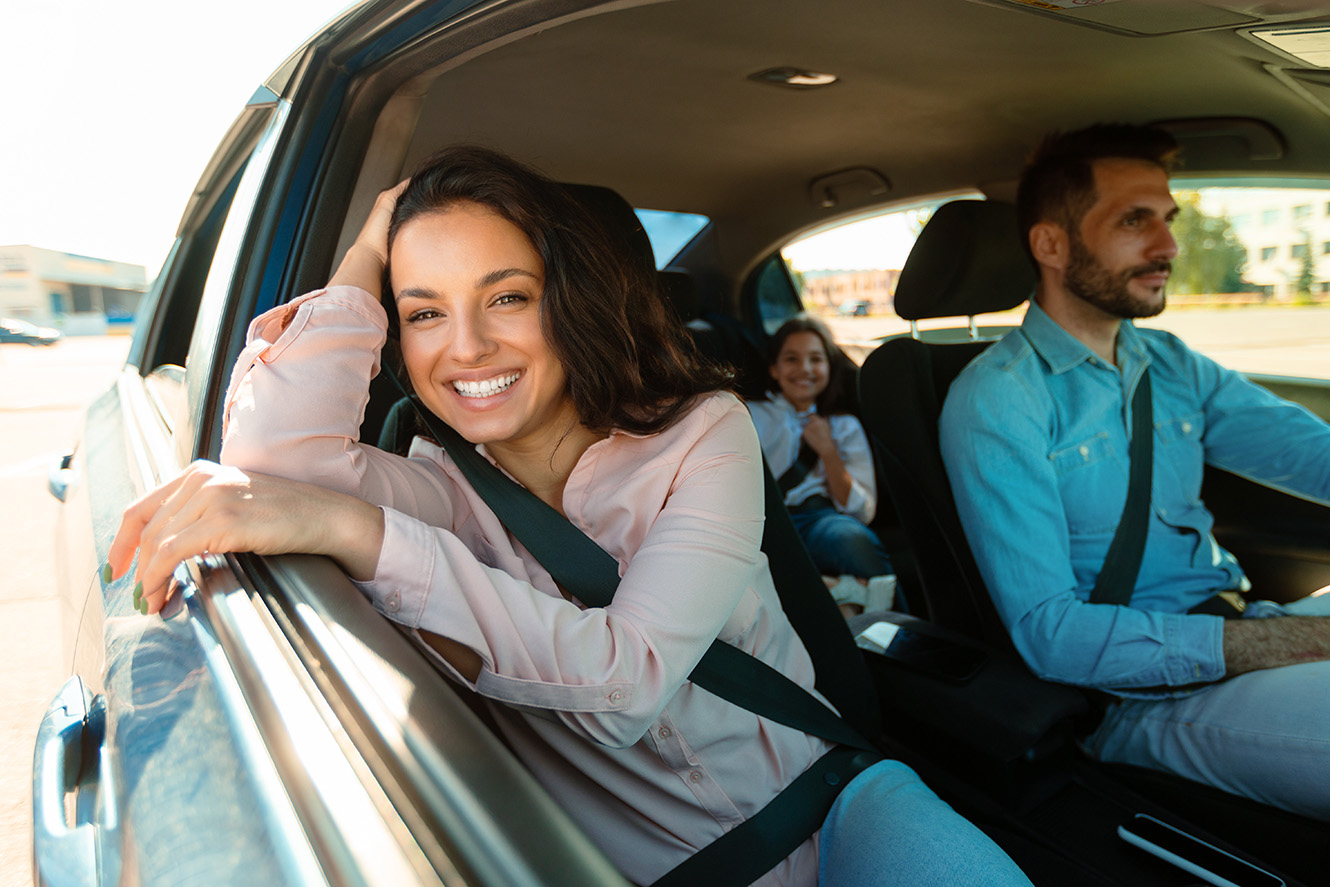 family driving in a car